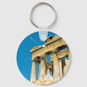 Vintage Travel Athens Greece Parthenon Temple Keychain
