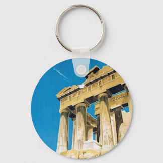 Vintage Travel Athens Greece Parthenon Temple Keychain