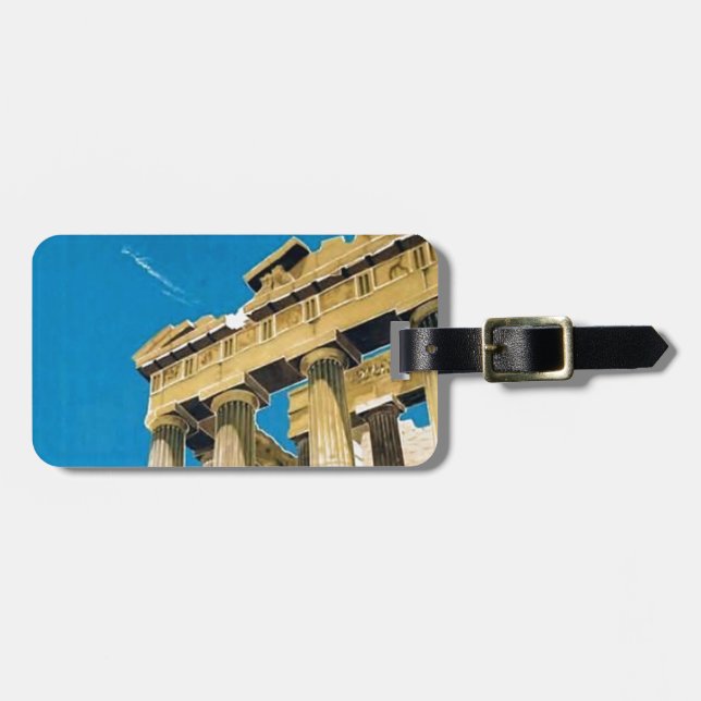 Vintage Travel Athens Greece Parthenon Temple Luggage Tag (Front Horizontal)