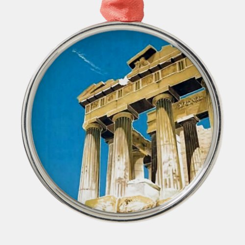 Vintage Travel Athens Greece Parthenon Temple Metal Ornament