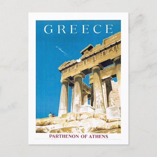 Vintage Travel Athens Greece Parthenon Temple Postcard