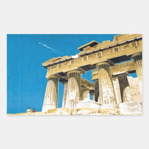 Vintage Travel Athens Greece Parthenon Temple Rectangular Sticker