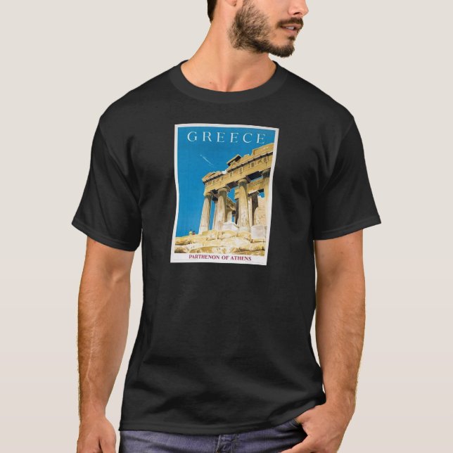 Vintage Travel Athens Greece Parthenon Temple T-Shirt (Front)