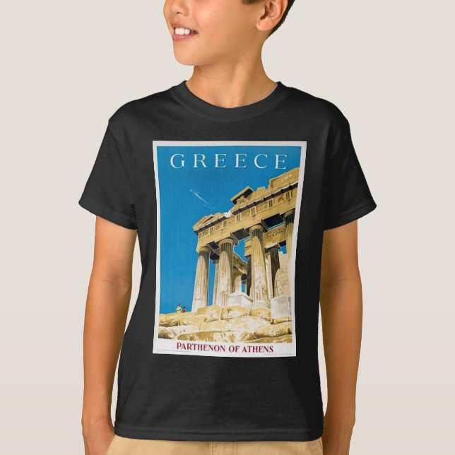 Vintage Travel Athens Greece Parthenon Temple T-Shirt (Front)