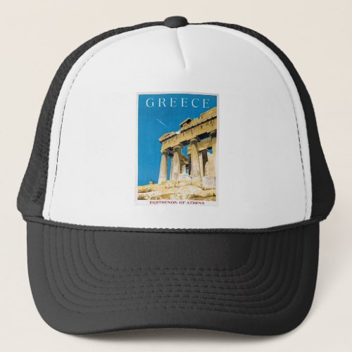Vintage Travel Athens Greece Parthenon Temple Trucker Hat