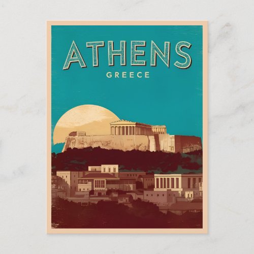 Vintage Travel Athens Greece Retro Scenic Postcard