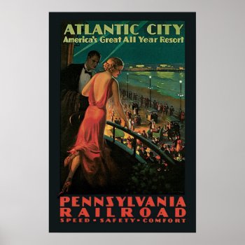 Vintage Travel Atlantic City Poster by ContinentalToursist at Zazzle