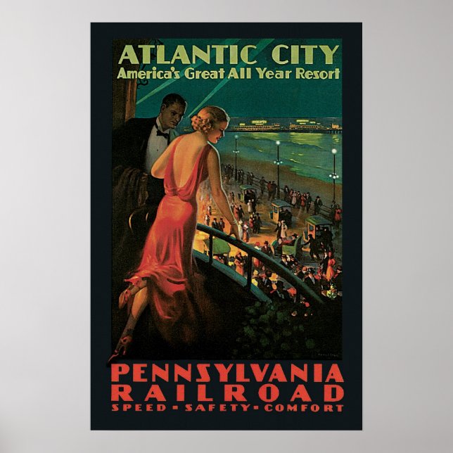 Vintage travel,Atlantic City Poster (Front)