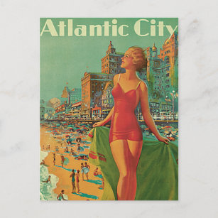 Vintage Travel, Atlantic City Resort Beach Blond Postcard