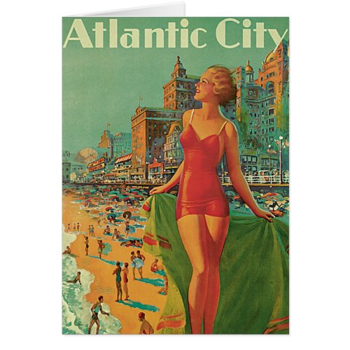 Vintage Travel Atlantic City Resort Beach Blonde