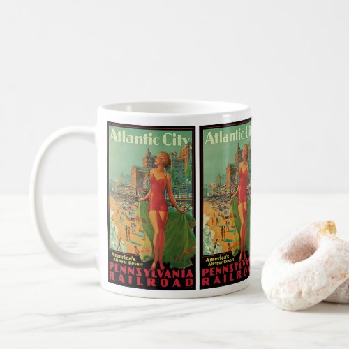 Vintage Travel Atlantic City Resort Beach Blonde Coffee Mug