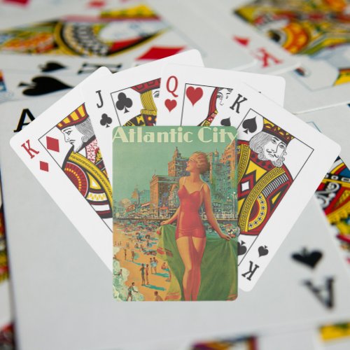 Vintage Travel Atlantic City Resort Beach Blonde Poker Cards