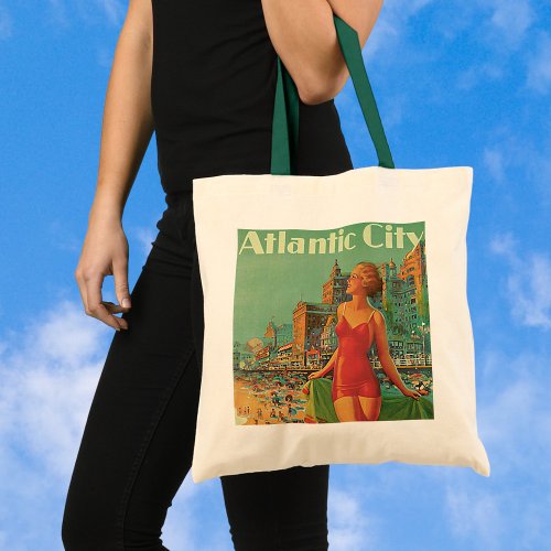 Vintage Travel Atlantic City Resort Beach Blonde Tote Bag