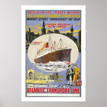 Vintage Travel Atlantic Transport Line Poster by ContinentalToursist at Zazzle