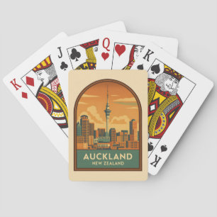 Vintage Travel Auckland New Zealand City Retro Poker Cards