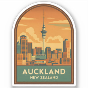 Vintage Travel Auckland New Zealand City Retro Sticker