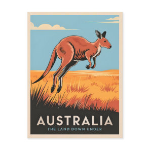 Vintage Travel Australia Kangaroo Outback Nature Postcard