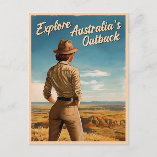 Vintage Travel Australia Outback Retro Scenic Postcard