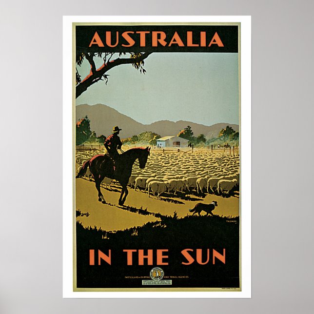 Vintage Travel Australia Sheep Farm Poster (Front)