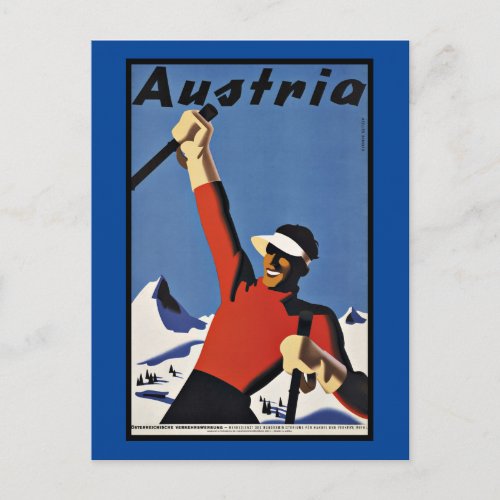Vintage Travel Austria Ski Postcard