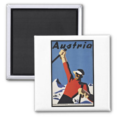 Vintage Travel Austria Ski Sports Magnet