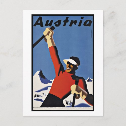 Vintage Travel Austria Ski Sports Postcard