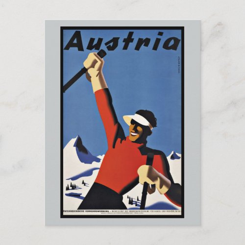 Vintage Travel Austria Ski Sports Postcard