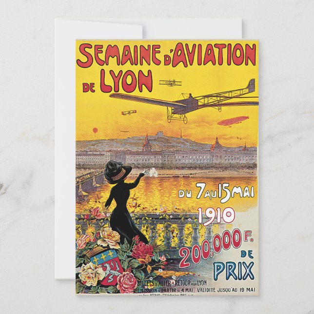 Vintage Travel, Aviation Airplanes, Lyon, France (Front)