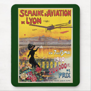 Vintage Travel, Aviation Airplanes, Lyon, France Mouse Pad