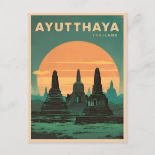 Vintage Travel Ayutthaya Thailand Retro Scenic Postcard