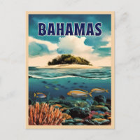 Vintage Travel Bahamas Underwater Retro Scenic