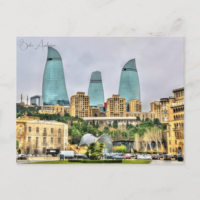 vintage travel Baku Azerbaijan city Castle  Postcard (Front)