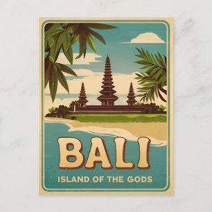 Vintage Travel Bali Indonesia Retro Graphic Postcard