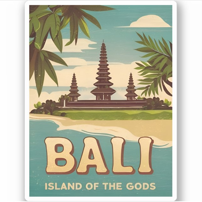 Vintage Travel Bali Indonesia Retro Graphic Sticker (Front)