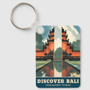 Vintage Travel Bali Indonesia Temple Gate Retro  Keychain