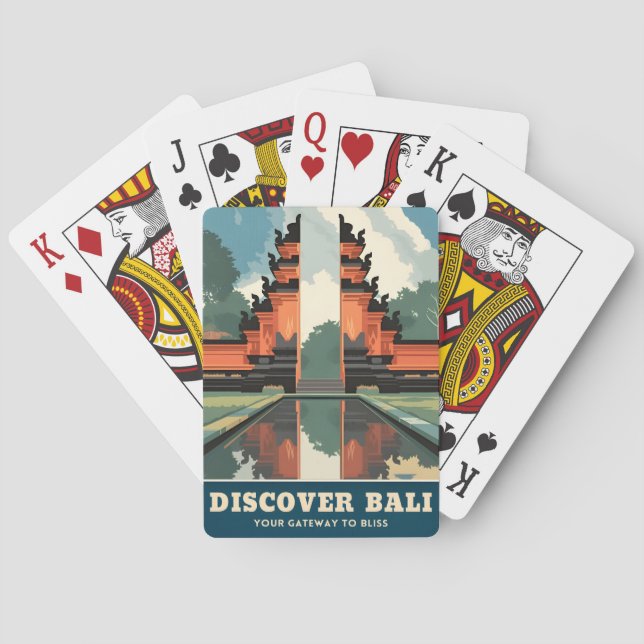 Vintage Travel Bali Indonesia Temple Gate Retro  Poker Cards (Back)