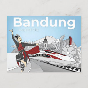 vintage travel Bandung Indonesia vacation city Postcard