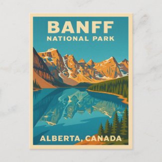 Vintage Travel Banff National Park Retro Scenic