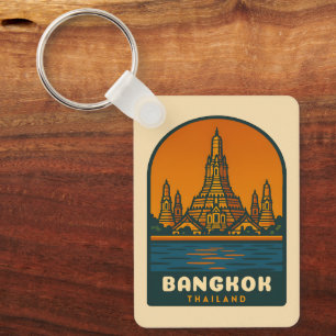 Vintage Travel Bangkok Thailand Retro Graphic Keychain