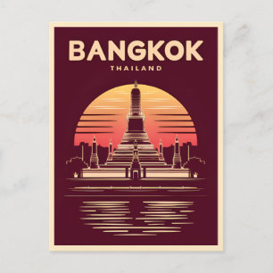 Vintage Travel Bangkok Thailand Retro Graphic Postcard