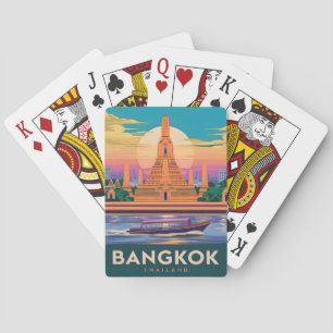 Vintage Travel Bangkok Thailand Sunset Temple Poker Cards