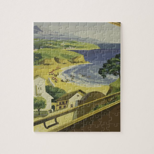 Vintage Travel Basque Coast France Jigsaw Puzzle (Vertical)