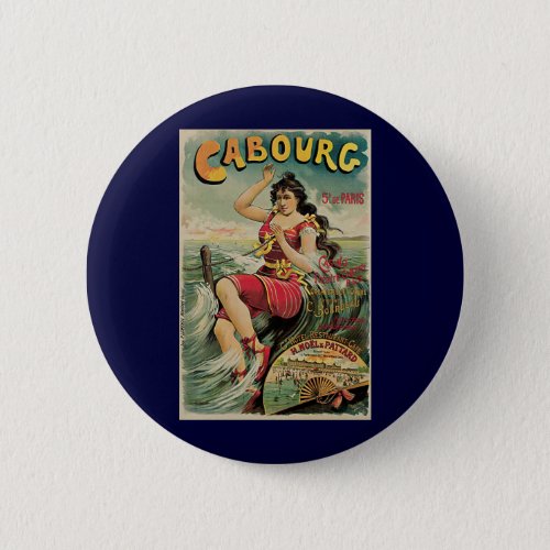 Vintage Travel Beach Resort Cabourg France Button