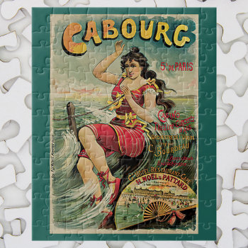 Vintage Travel  Beach Resort  Cabourg France Jigsaw Puzzle by YesterdayCafe at Zazzle