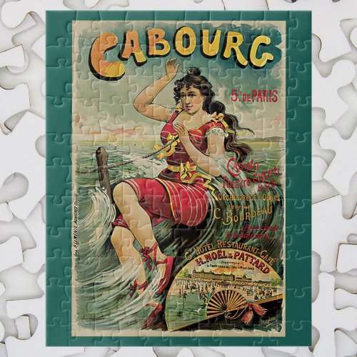 Vintage Travel Beach Resort Cabourg France Jigsaw Puzzle