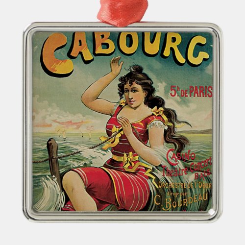 Vintage Travel Beach Resort Cabourg France Metal Ornament