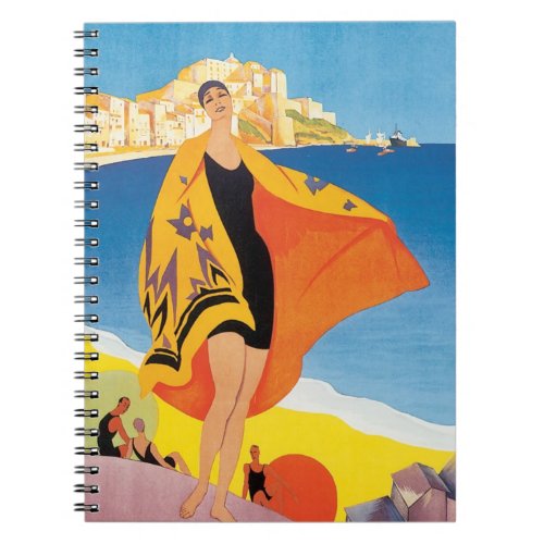 Vintage Travel Beach Vacation at Calvi Corsica Notebook