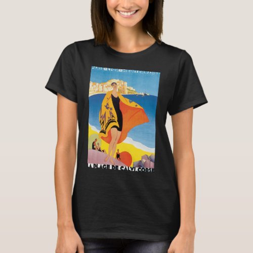 Vintage Travel Beach Vacation at Calvi Corsica T_Shirt