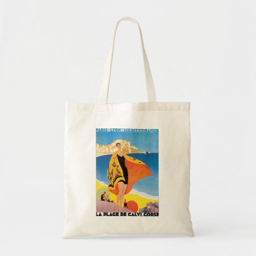 Vintage Travel Beach Vacation at Calvi Corsica Tote Bag