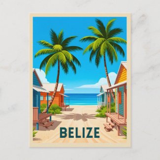 Vintage Travel Belize Beach Seaside Caribbean